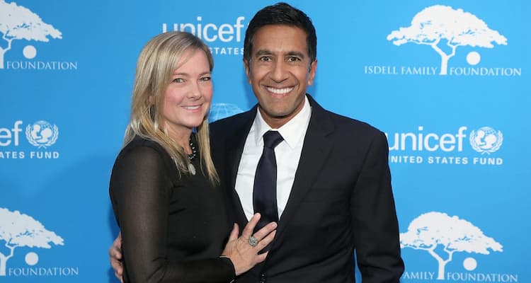 Dr. Sanjay Gupta and his wife Rebecca Olson Photo